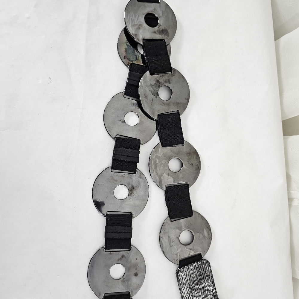 Sandy Duftler Metal And Leather Ring Belt Large - Picture 7 of 9